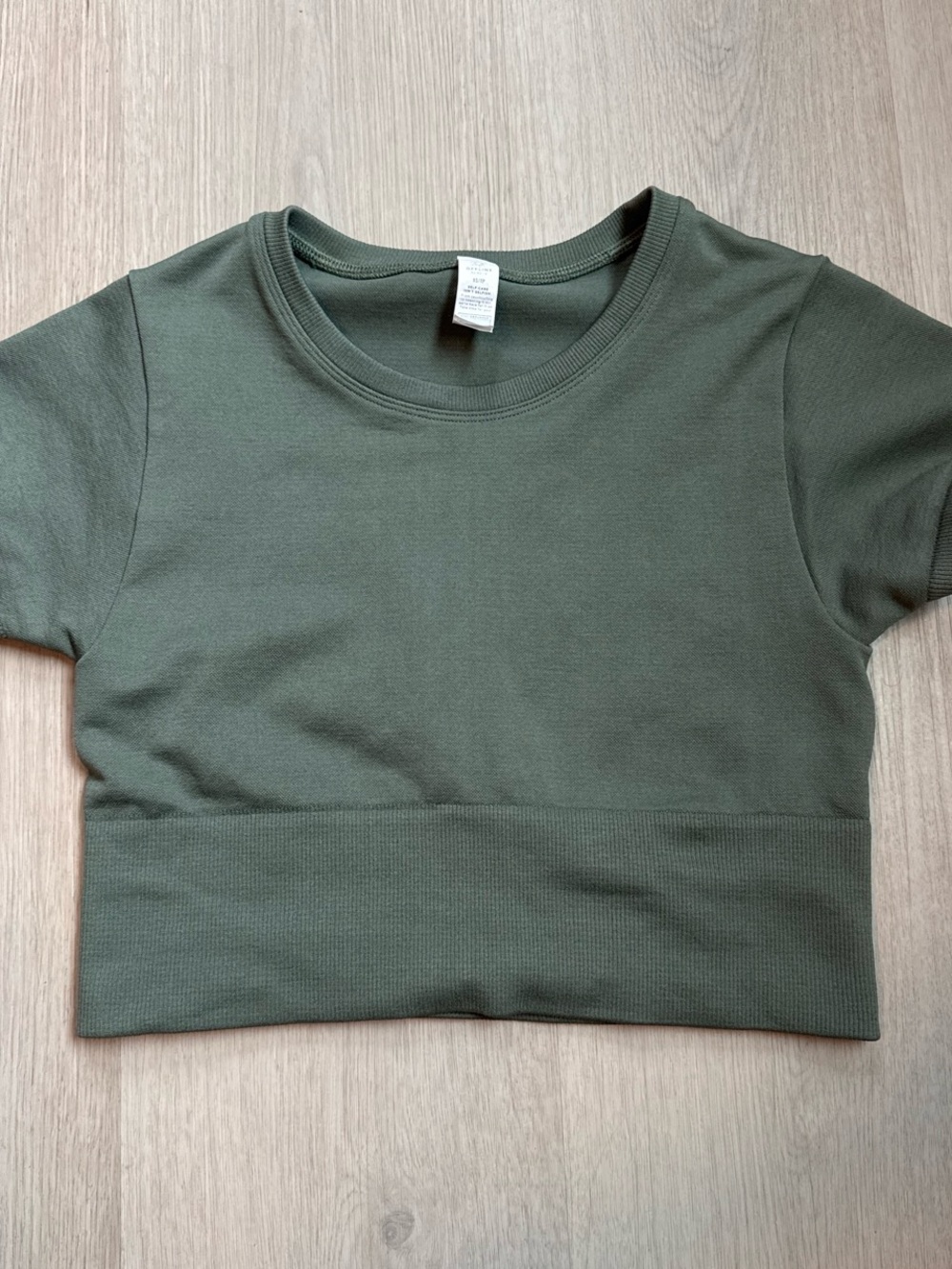 aerie Olive Green Ribbed-Band Crop Top